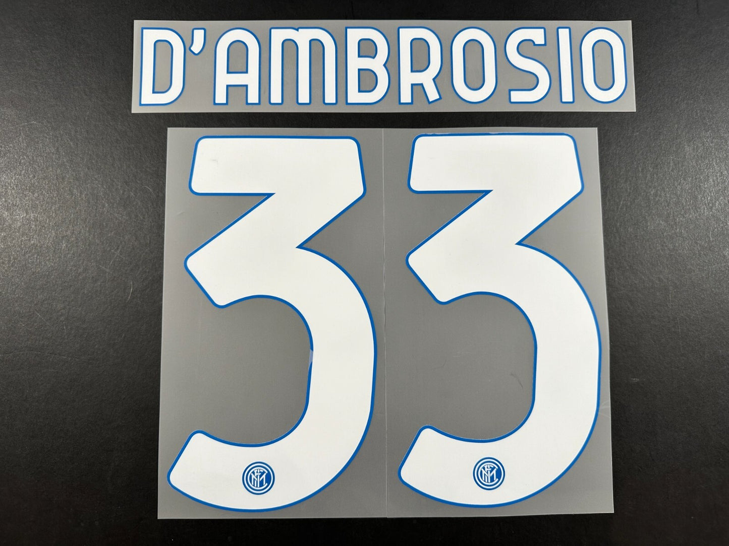 INTER MILAN 2020 2021 D AMBROSIO 33 OFFICIAL HOME WHITE PLAYER SIZE NAMESET
