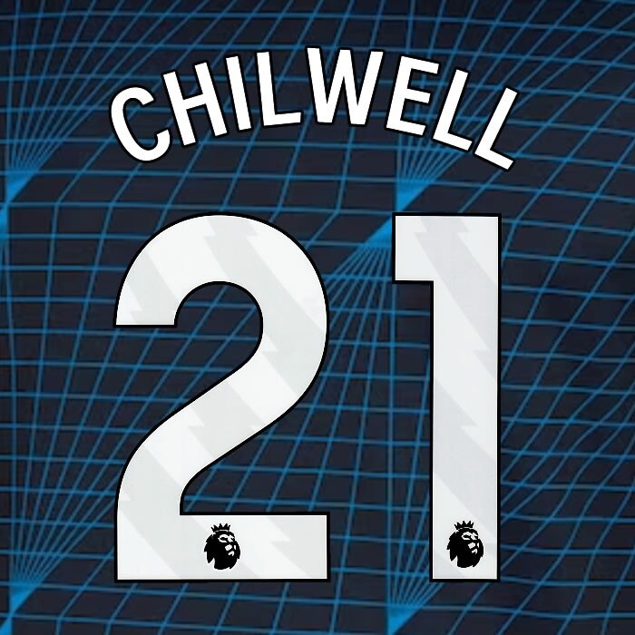 2023 2024 OFFICIAL CHELSEA CHILWELL 21 WHITE AWAY PLAYER SIZE NAMESET