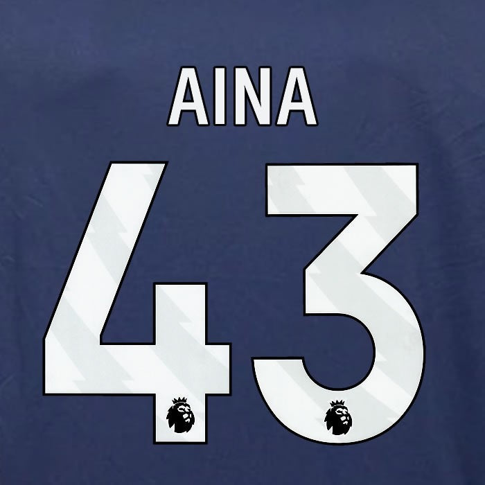 2023 2024 OFFICIAL NOTTINGHAM AINA 43 WHITE 3RD PLAYER SIZE NAMESET