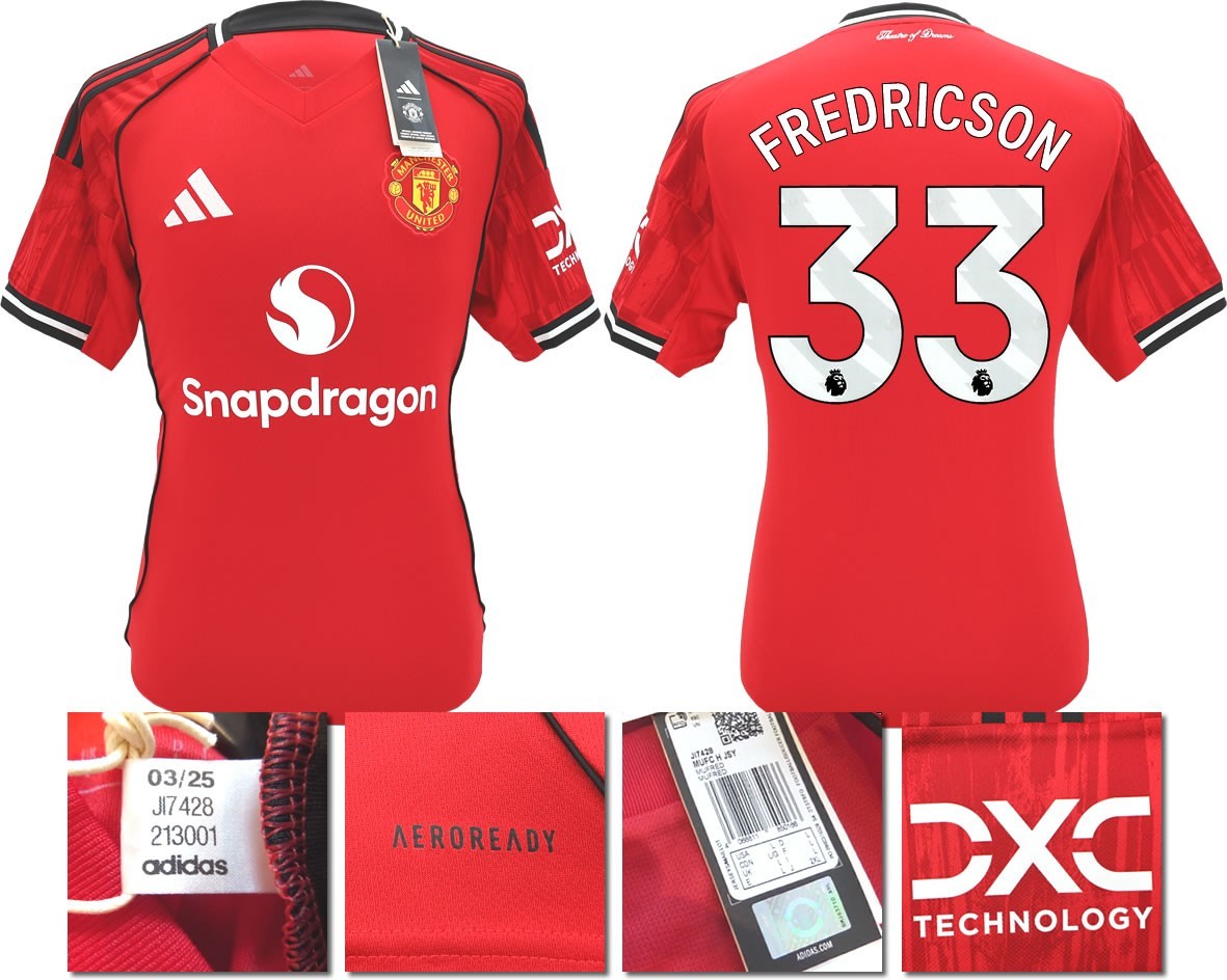 BNWT 2025 2026 MANCHESTER UNITED ADIDAS HOME SHIRT FREDRICSON 33