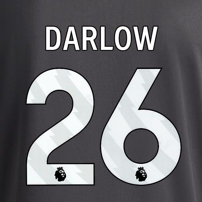 2025 2026 OFFICIAL LEEDS UNITED DARLOW 26 WHITE 3RD PLAYER SIZE NAMESET