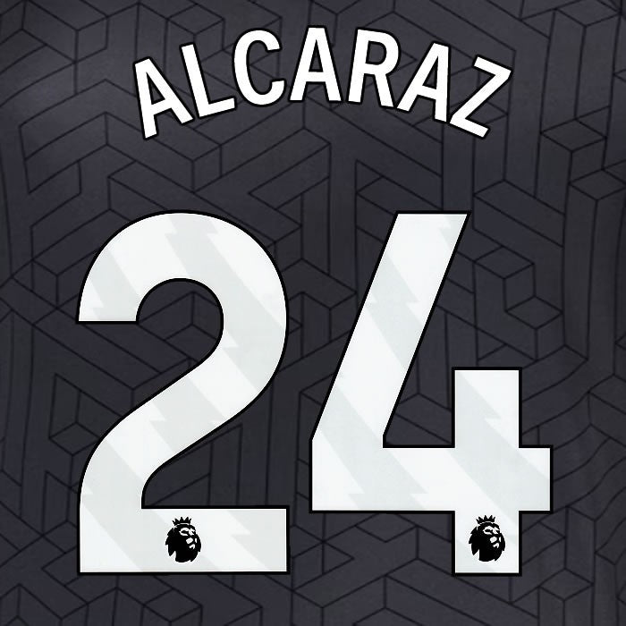 2024 2025 EVERTON ALCARAZ 24 OFFICIAL WHITE AWAY PLAYER SIZE NAMESET