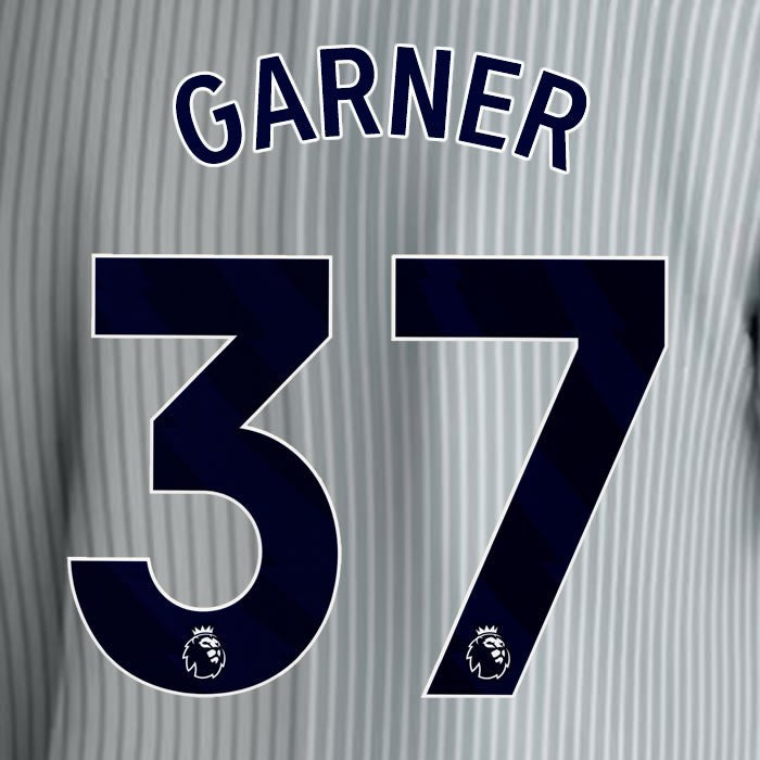2023 2024 EVERTON GARNER 37 OFFICIAL BLUE 3RD PLAYER SIZE NAMESET