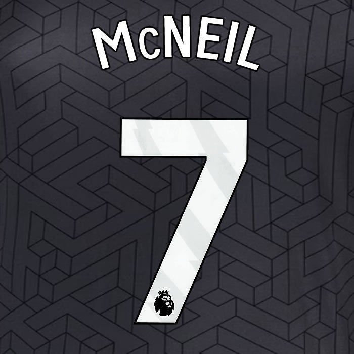 2024 2025 EVERTON McNEIL 7 OFFICIAL WHITE AWAY PLAYER SIZE NAMESET