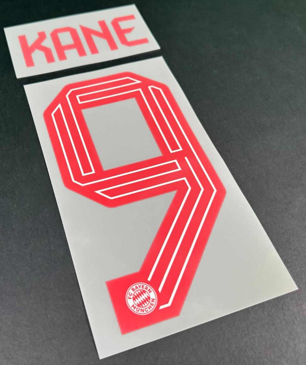 2023 2024 OFFICIAL BAYERN MUNICH KANE 9 HOME RED PLAYER SIZE NAMESET