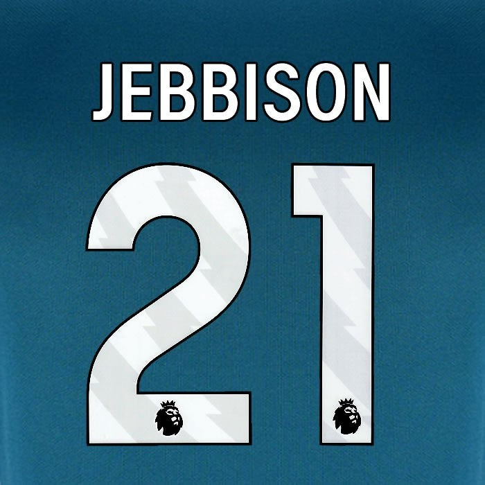 2024 2025 BOURNEMOUTH JEBBISON 21 WHITE 3RD PLAYER SIZE NAME SET