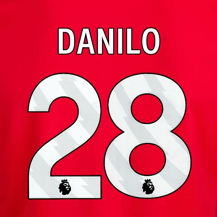 2024 2025 OFFICIAL NOTTINGHAM DANILO 28 WHITE HOME PLAYER SIZE NAMESET