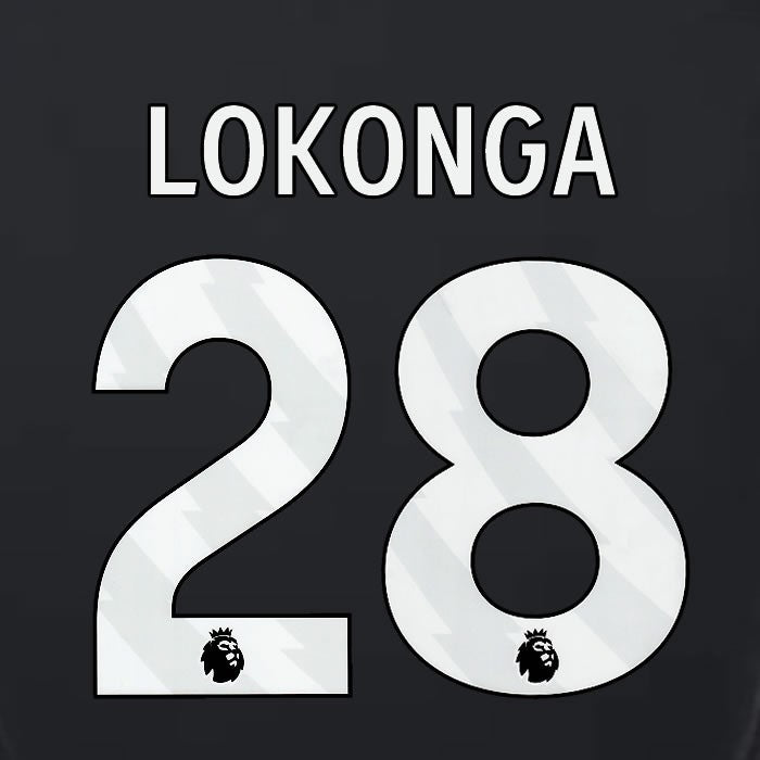 2023 2024 LUTON TOWN OFFICIAL LOKONGA 28 WHITE 3RD PLAYER SIZE NAMESET