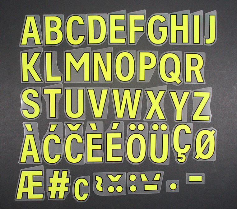 2023 - 2025 OFFICIAL AVERY DENNISON PREMIER LEAGUE YELLOW PLAYER SIZE LETTERS