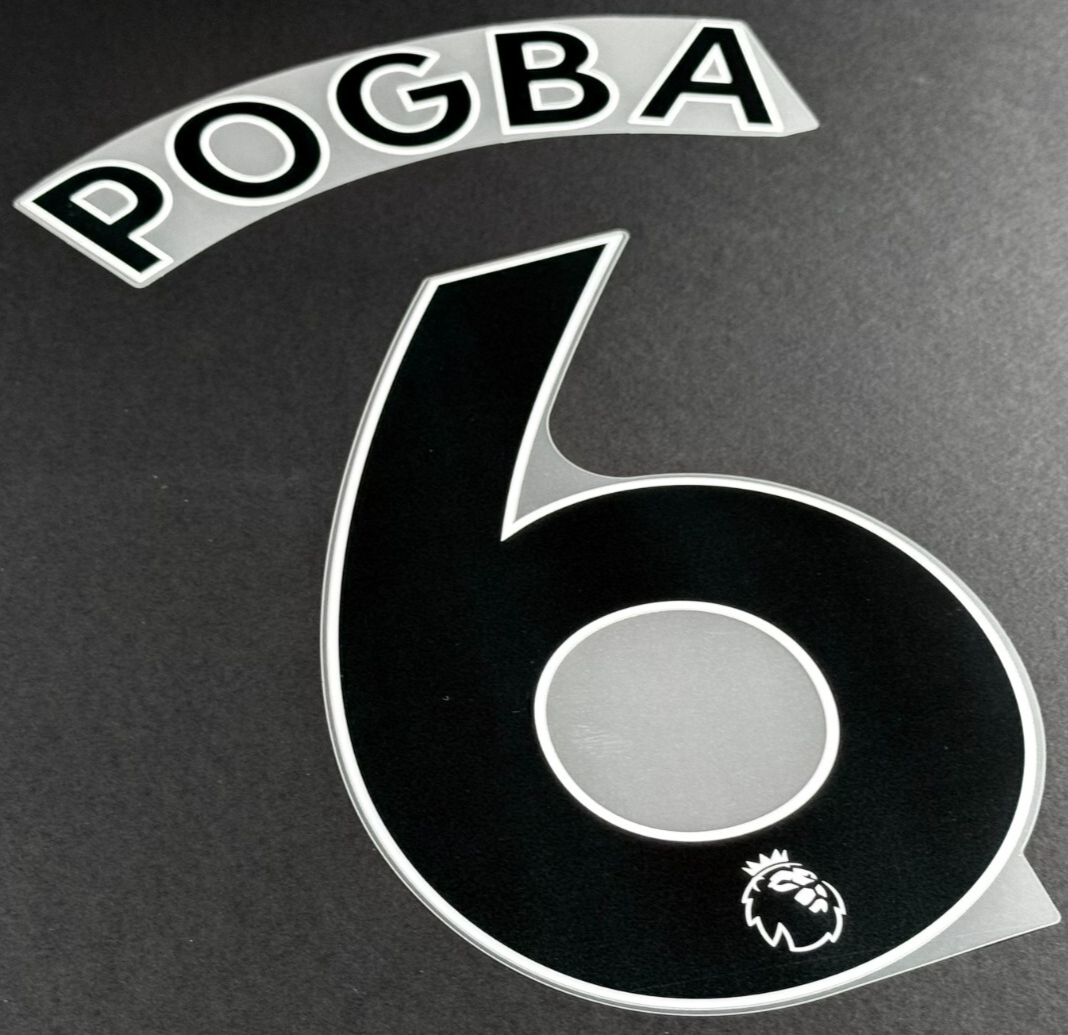 MAN UTD 2019/2023 POGBA 6 OFFICIAL AVERY DENNISON BLACK PLAYER SIZE NAME SET