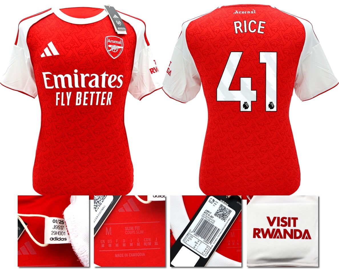 BNWT 2025 2026 ARSENAL ADIDAS HOME SHIRT RICE 41 MEN'S SIZES