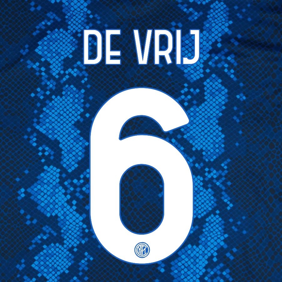 2021 2022 INTER MILAN OFFICIAL HOME DE VRIJ 6 PLAYER SIZE NAMESET