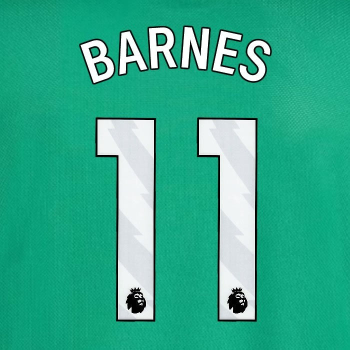 2025 2026 NEWCASTLE BARNES 11 OFFICIAL WHITE AWAY PLAYER SIZE NAME SET