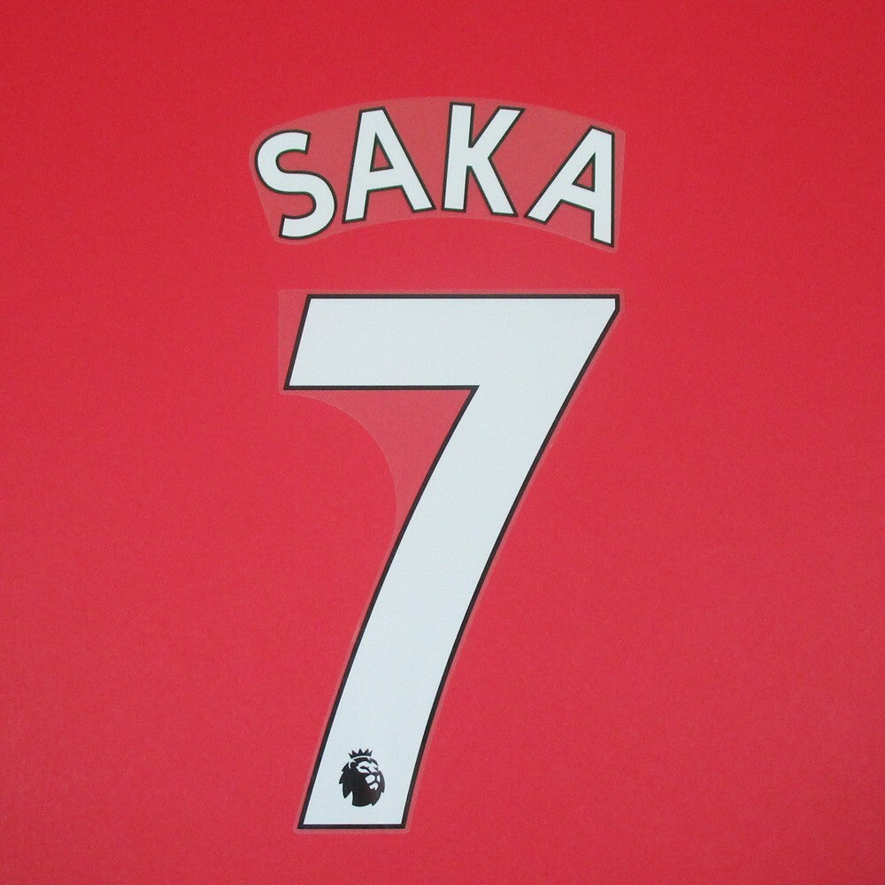 ARSENAL 2019-23 SAKA 7 OFFICIAL AVERY DENNISON WHITE PLAYER SIZE NAME SET