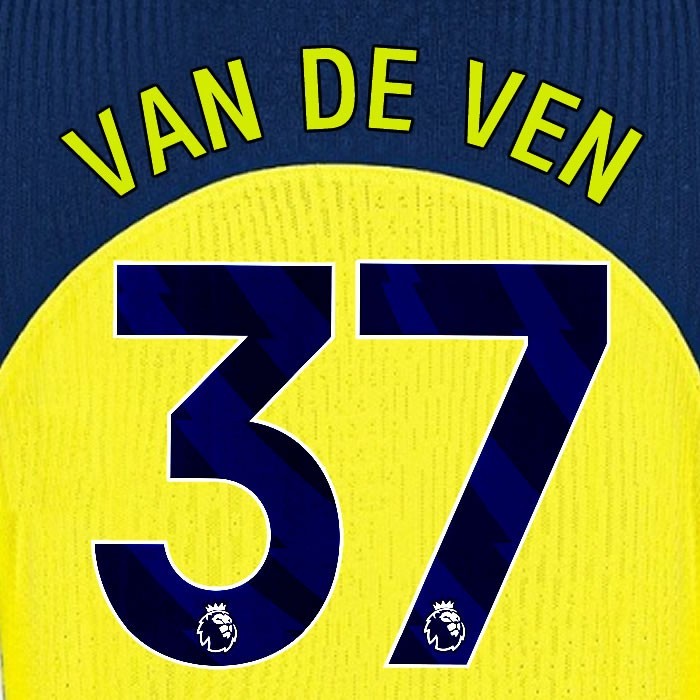 2025 2026 TOTTENHAM VAN DE VEN 37 3RD PLAYER SIZE NAME SET