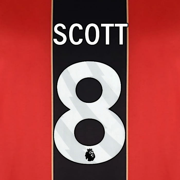 2024 2025 BOURNEMOUTH SCOTT 8 WHITE HOME PLAYER SIZE NAME SET
