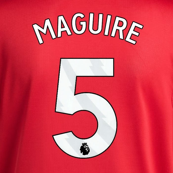 2025 2026 MANCHESTER UNITED MAGUIRE 5 HOME WHITE PLAYER SIZE NAMESET