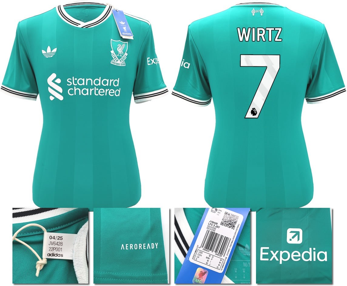 BNWT 2025 2026 LIVERPOOL ADIDAS 3RD SHIRT WIRTZ 7 + PATCHES MEN'S