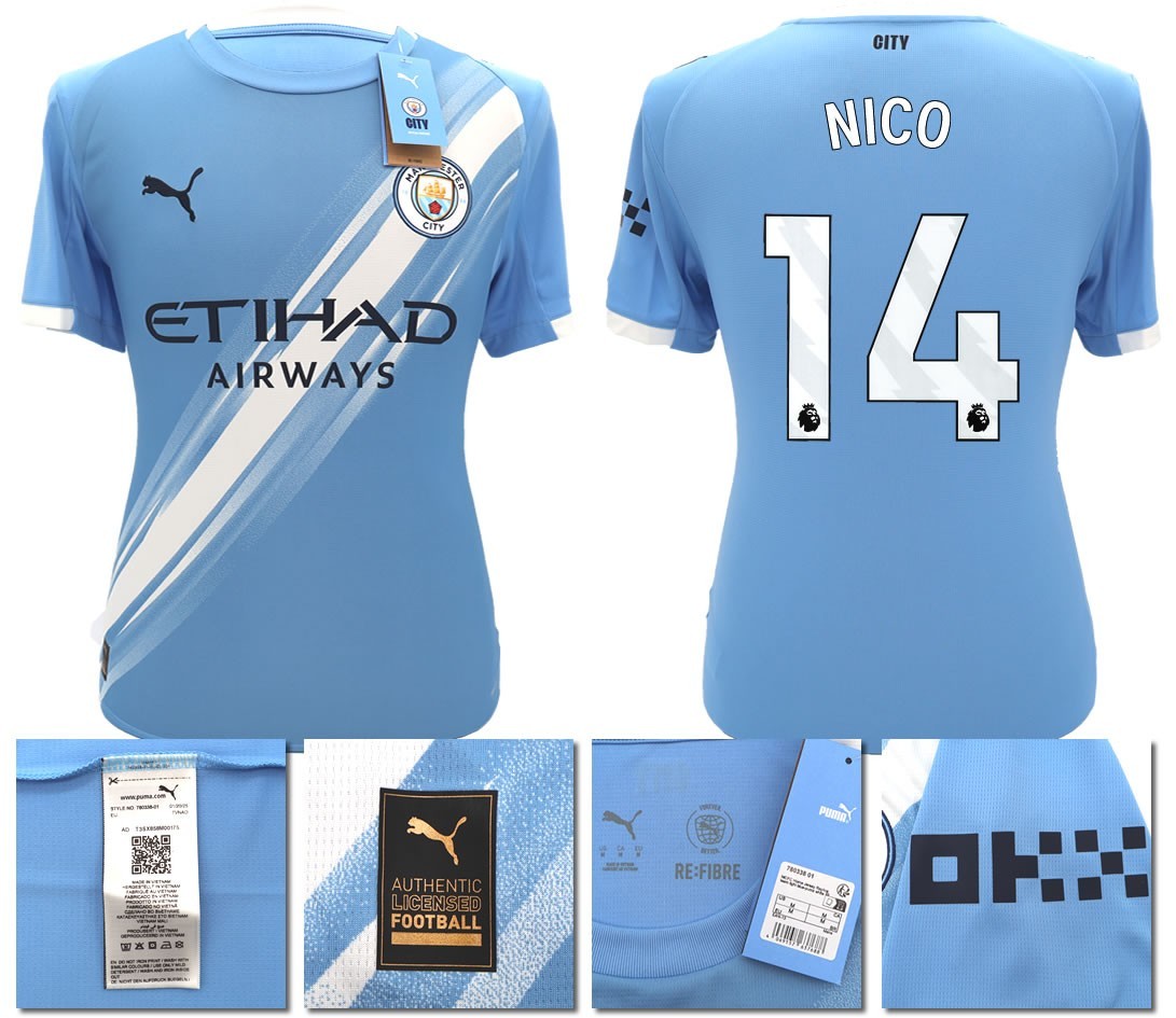 BNWT 2025 2026 MAN CITY PUMA HOME NICO 14 FOOTBALL SHIRT