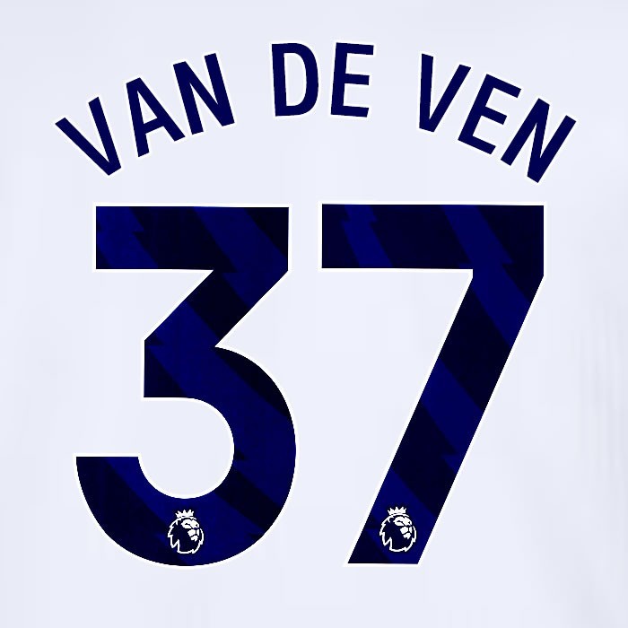 2024 2025 TOTTENHAM VAN DE VEN 37 BLUE HOME PLAYER SIZE NAME SET