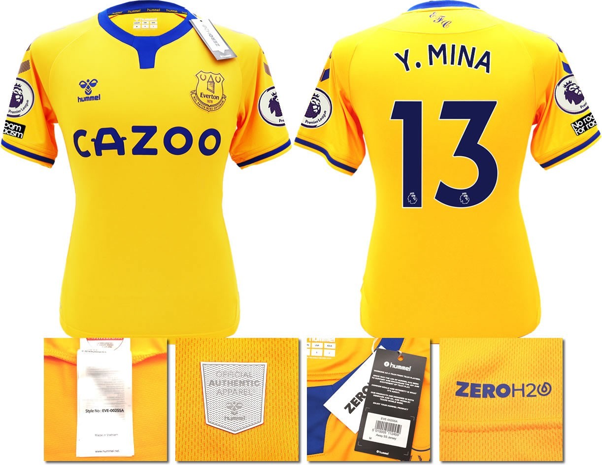 BNWT 2020 2021 HUMMEL EVERTON AWAY SHIRT MEN'S Y. MINA 13 + PATCHES