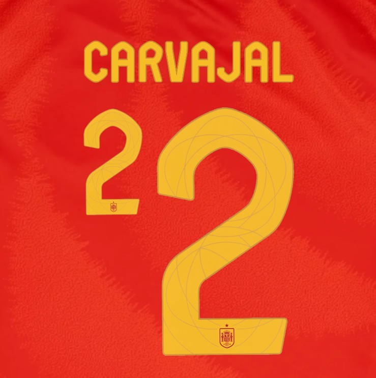 2024 2025 OFFICIAL SPAIN CARVAJAL 2 HOME PLAYER SIZE NAMESET