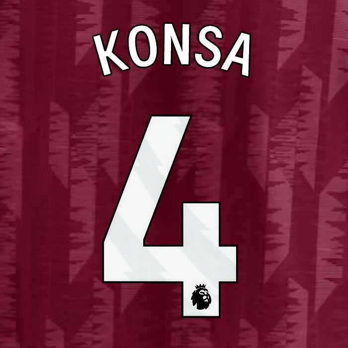 2023 2024 ASTON VILLA KONSA 4 OFFICIAL WHITE HOME PLAYER SIZE NAMESET