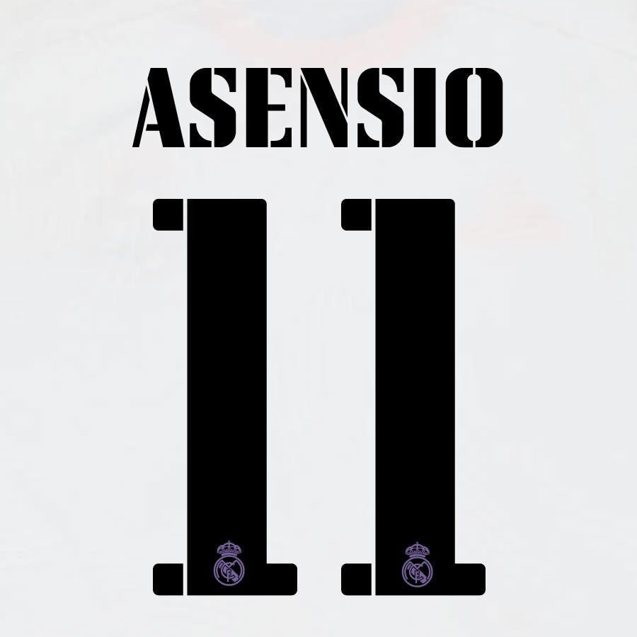 2022 2023 AVERY DENNISON REAL MADRID ASENSIO 11 HOME BLACK PLAYER SIZE NAMESET