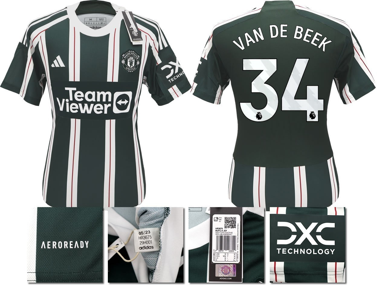 BNWT 2023 2024 MAN UTD ADIDAS AWAY SHIRT VAN DE BEEK 34