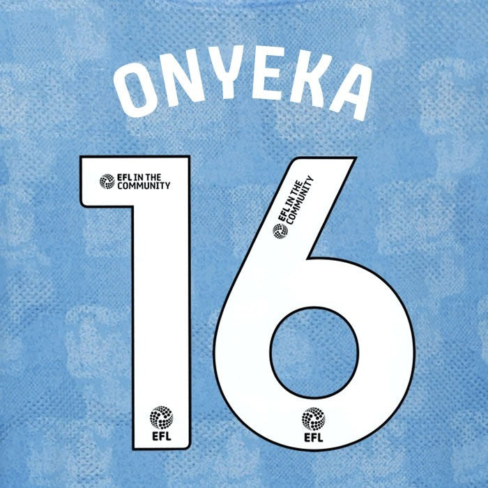 25 26 COVENTRY CITY ONYEKA 16 OFFICIAL WHITE HOME PLAYER SIZE NAME SET 230MM