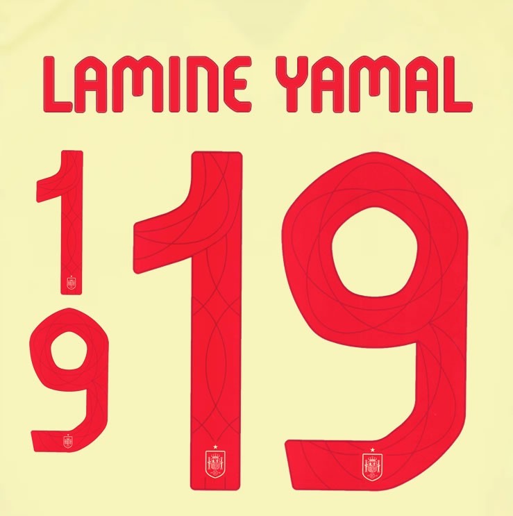 2024 2025 OFFICIAL SPAIN LAMINE YAMAL 19 AWAY PLAYER SIZE NAMESET
