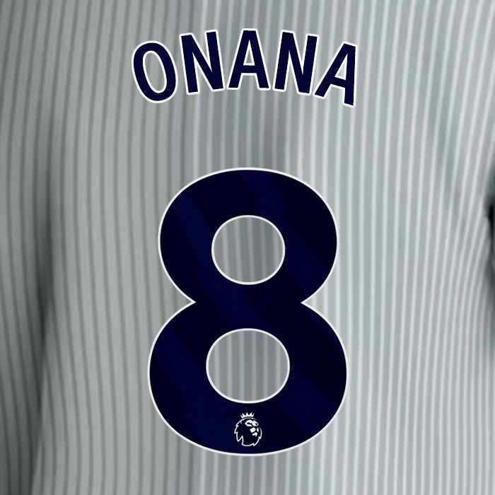 2023 2024 EVERTON ONANO 8 OFFICIAL BLUE 3RD PLAYER SIZE NAMESET