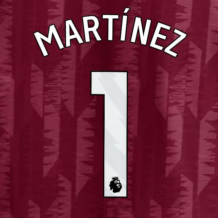 2023 2024 ASTON VILLA MARTINEZ 1 OFFICIAL WHITE HOME PLAYER SIZE NAMESET