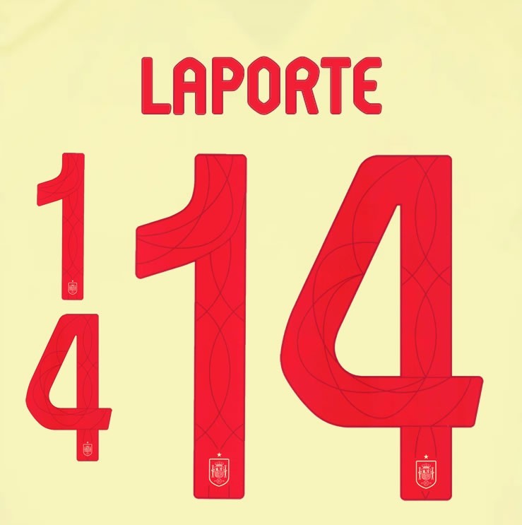 2024 2025 OFFICIAL SPAIN LAPORTE 14 AWAY PLAYER SIZE NAMESET