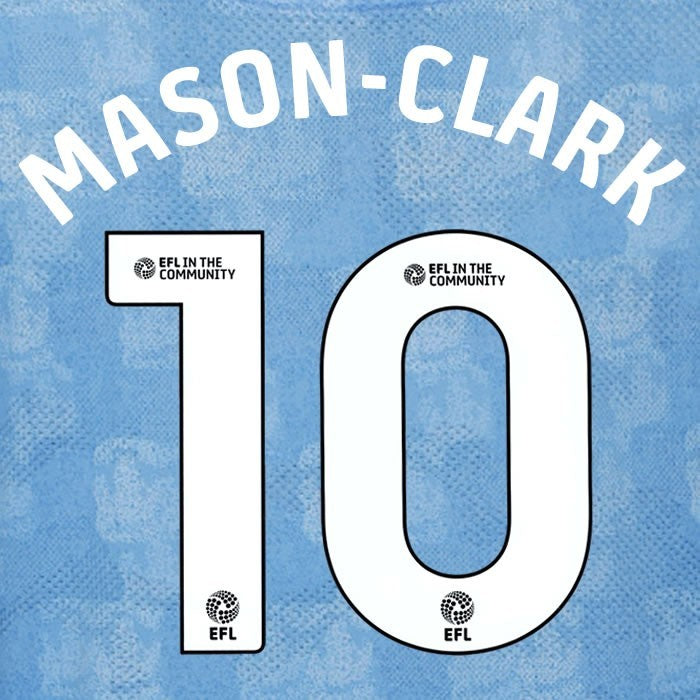 25 26 COVENTRY MASON - CLARK 10 OFFICIAL WHITE HOME PLAYER SIZE NAME SET 230MM