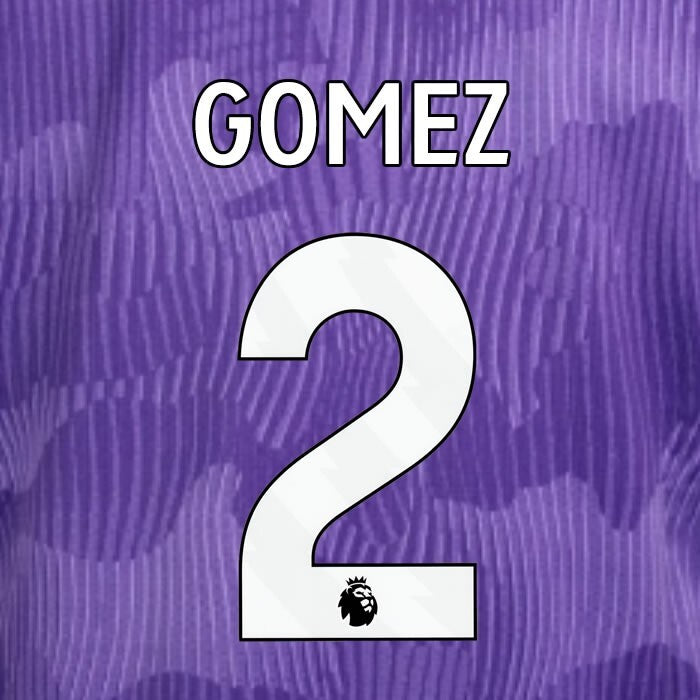 2023 2024 OFFICIAL LIVERPOOL GOMEZ 2 WHITE 3RD PLAYER SIZE NAMESET