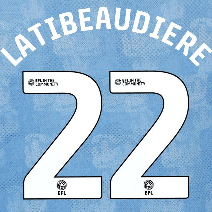 25 26 COVENTRY LATIBEAUDIERE 22 OFFICIAL WHITE HOME PLAYER SIZE NAME SET 230MM