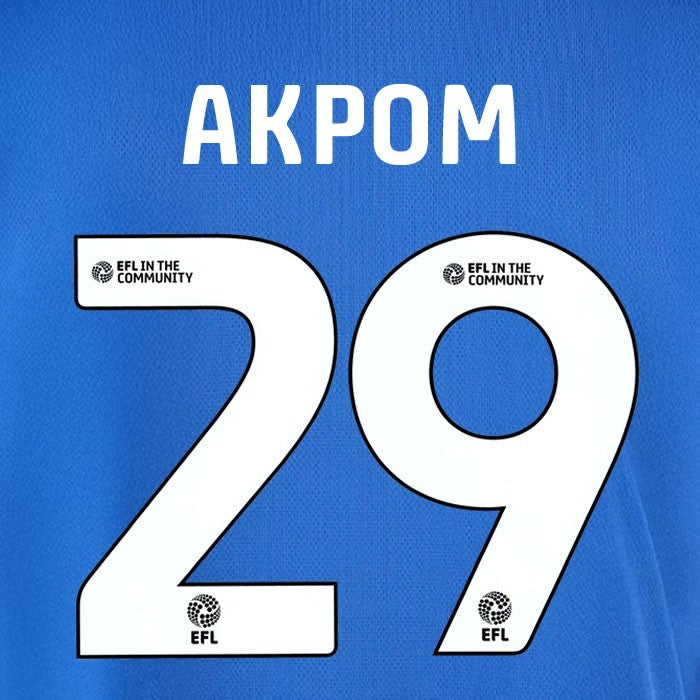 25 26 IPSWITCH TOWN AKPOM 29 OFFICIAL WHITE HOME PLAYER SIZE NAME SET 230MM