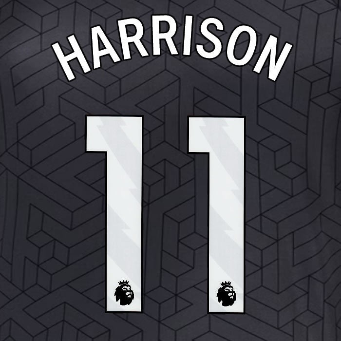 2024 2025 EVERTON HARRISON 11 OFFICIAL WHITE AWAY PLAYER SIZE NAMESET