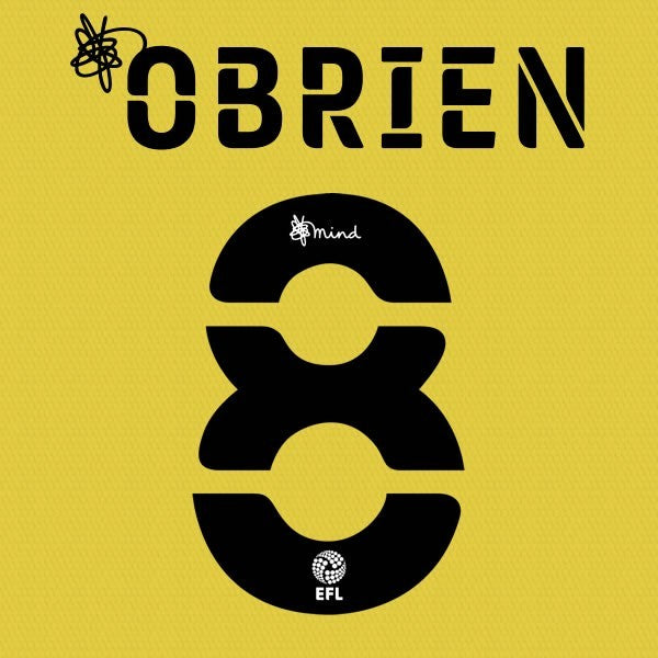 HUDDERSFIELD 2020 2021 OFFICIAL OBRIEN 8 3RD PLAYER SIZE NAME SET