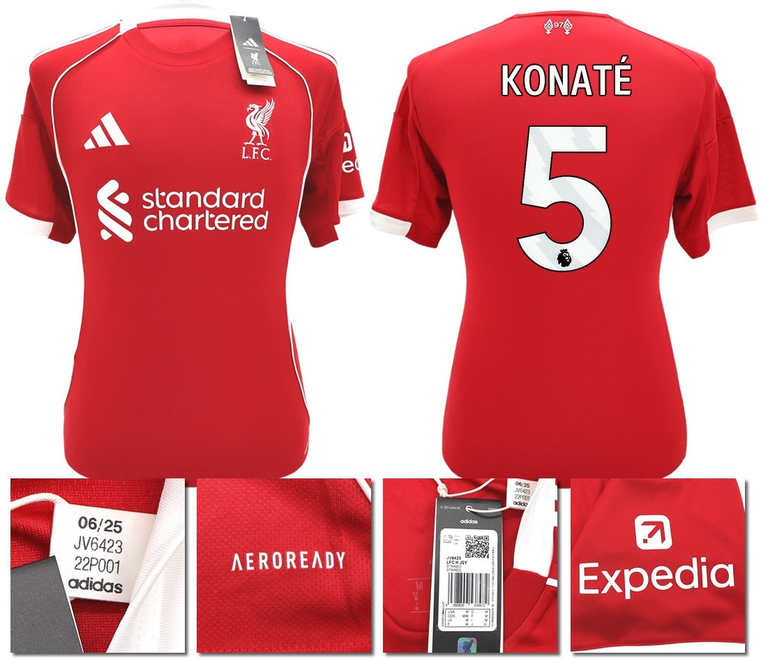 BNWT 2025 2026 LIVERPOOL ADIDAS HOME SHIRT KONATE 5
