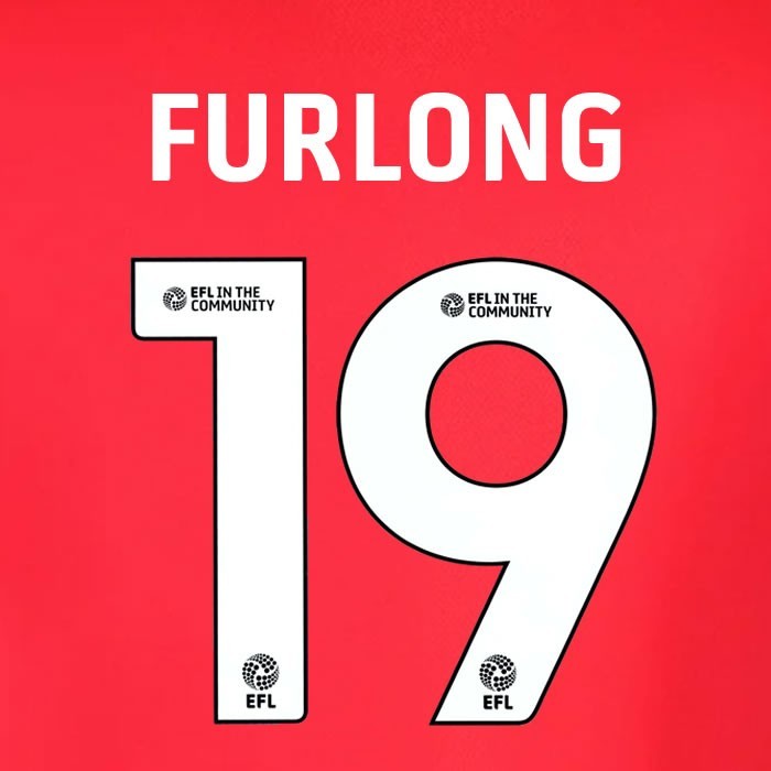 25 26 IPSWITCH TOWN FURLONG 19 OFFICIAL WHITE AWAY PLAYER SIZE NAME SET 230MM