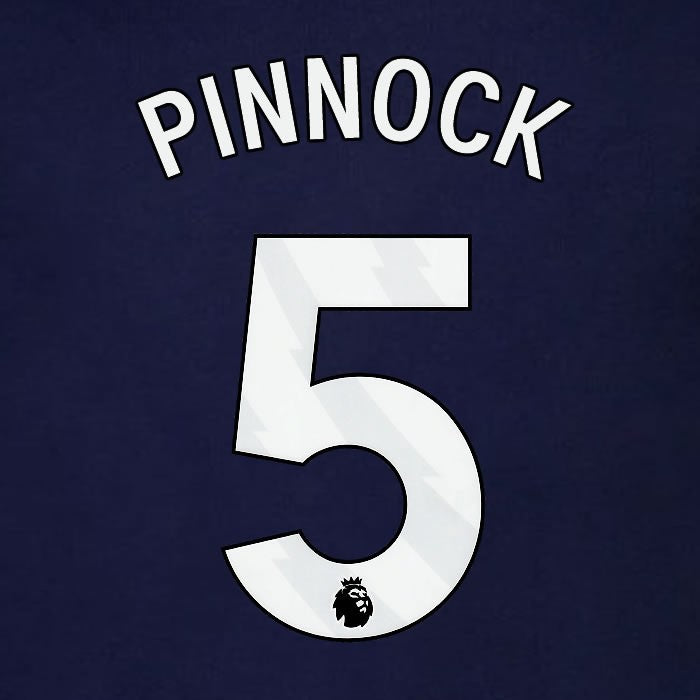 2023 2024 BRENTFORD PINNOCK 5 OFFICIAL WHITE 3rd PLAYER SIZE NAMESET