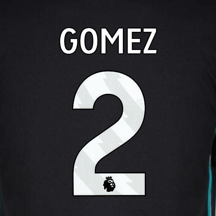 2024 2025 OFFICIAL LIVERPOOL GOMEZ 2 WHITE AWAY PLAYER SIZE NAMESET
