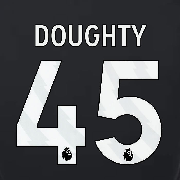 2023 2024 LUTON TOWN OFFICIAL DOUGHTY 45 WHITE 3RD PLAYER SIZE NAMESET