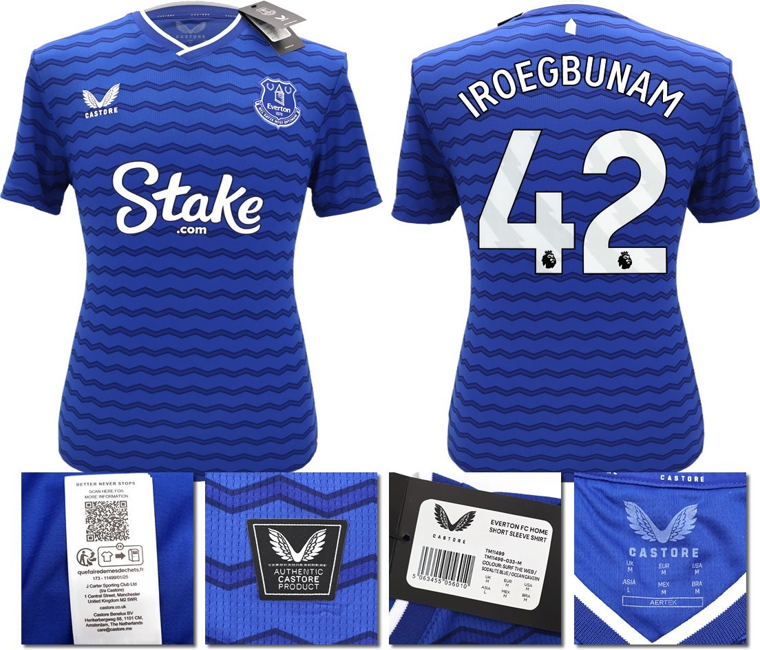 BNWT 2025 2026 EVERTON CASTORE HOME SHIRT IROEGBUNAM 42