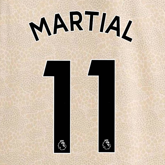 MAN UTD 2019-2023 MARTIAL 11 OFFICIAL AVERY DENNISON BLACK PLAYER SIZE NAME SET