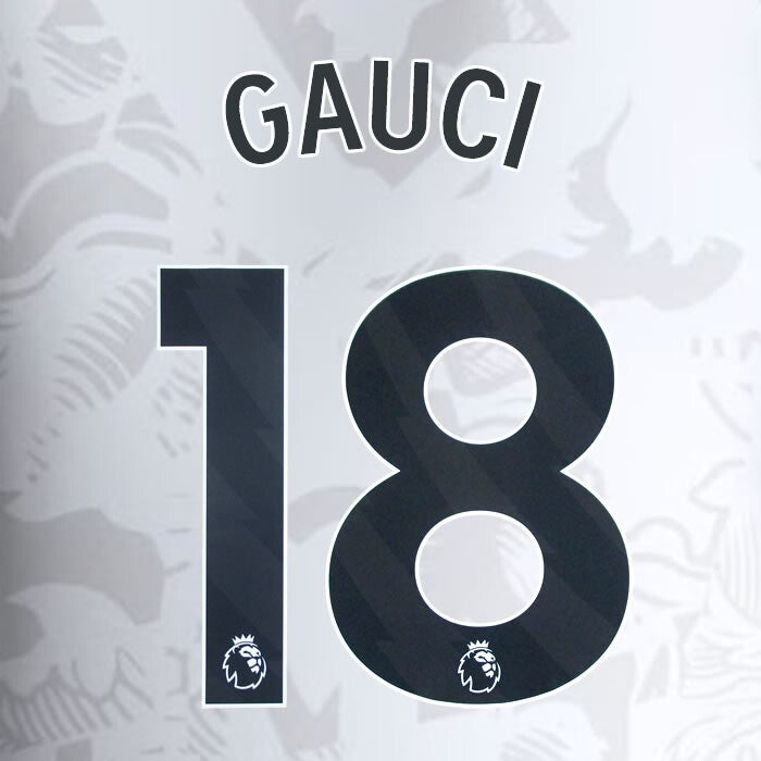 2023 2024 ASTON VILLA GAUCI 18 OFFICIAL BLACK AWAY PLAYER SIZE NAMESET