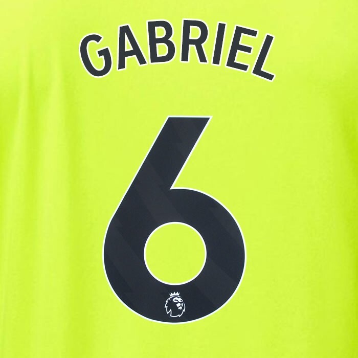 ARSENAL 2023/24 GABRIEL 6 OFFICIAL AVERY DENNISON BLACK PLAYER SIZE NAME SET