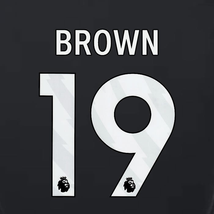 2023 2024 LUTON TOWN OFFICIAL BROWN 19 WHITE 3RD PLAYER SIZE NAMESET